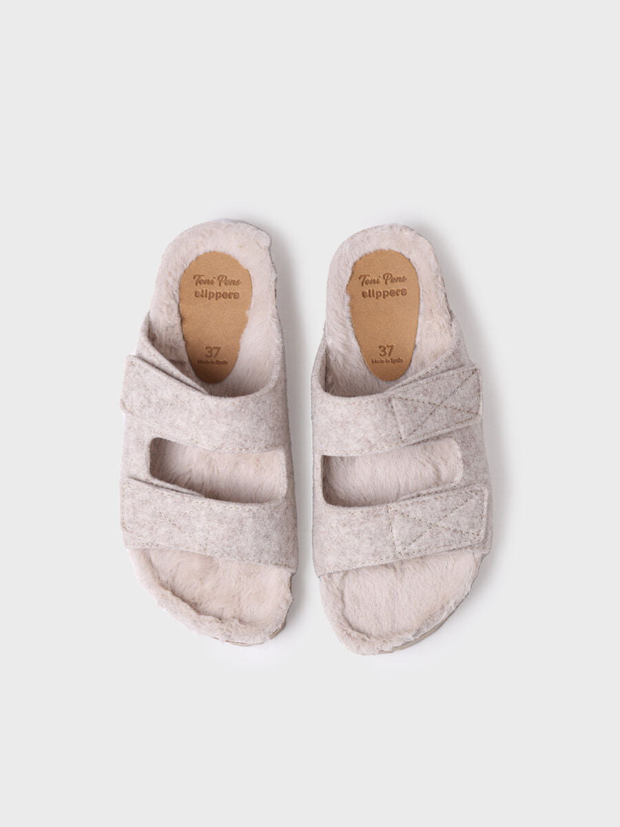 Pantufla para mujer abierta en color crudo – LIZY